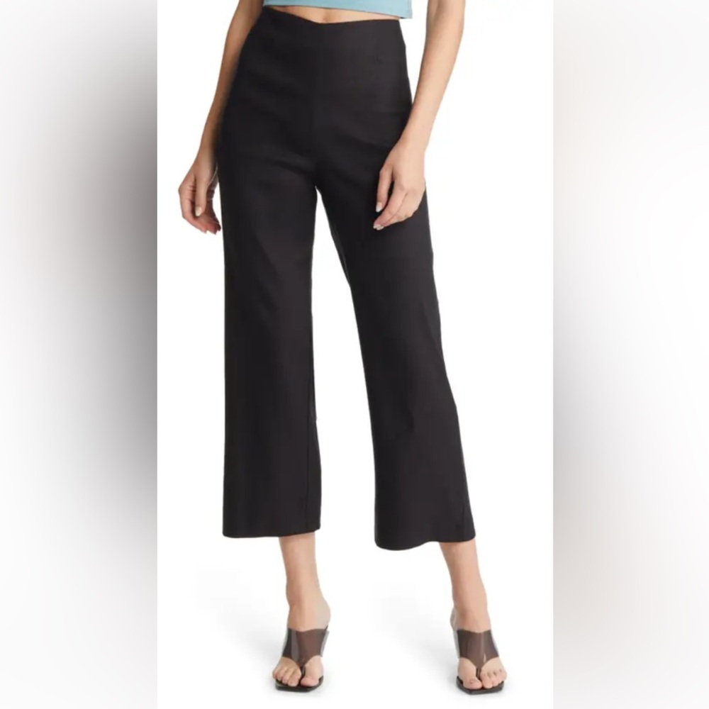 NWOT Wayf Mally Linen Blend Wide Leg Crop - Black - Size M